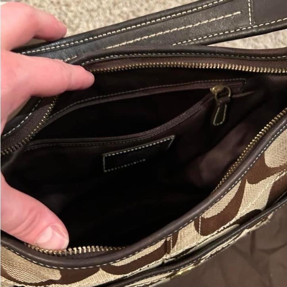 Coach, brown canvas purse. - Picture 6 of 7